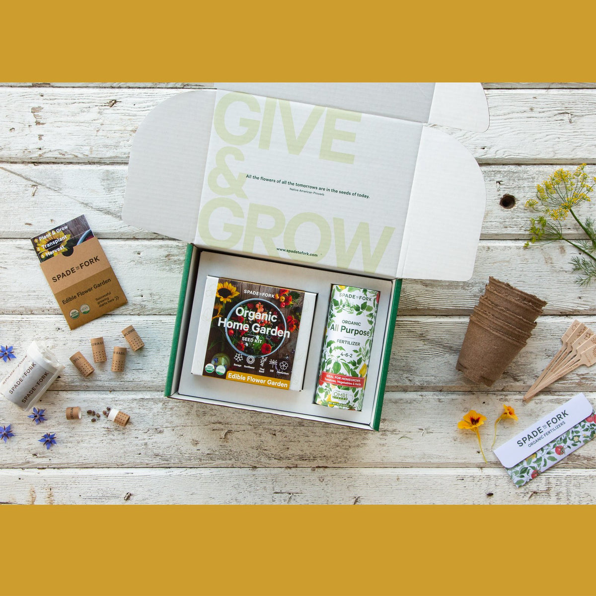 Gift Box Set - Edible Flower Garden Kit + All Purpose Fertilizer